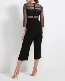 Atos Lombardini Sheer Detailed Wide Legged Jumpsuit