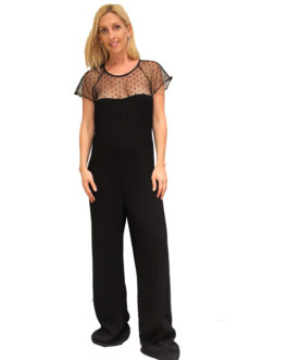 Atos Lombardini Short Sleeve Sheer Jumpsuit