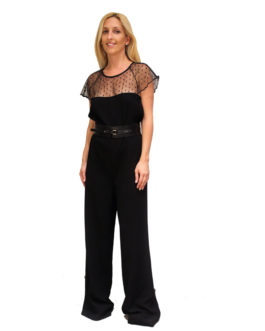 Atos Lombardini Short Sleeve Sheer Jumpsuit