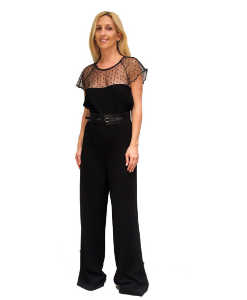 Atos Lombardini Short Sleeve Sheer Jumpsuit - Image 2