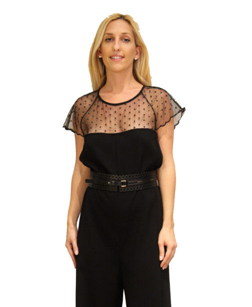 Atos Lombardini Short Sleeve Sheer Jumpsuit - Image 3