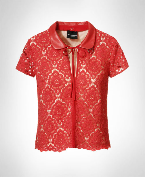 Atos Lombardini Crochet Blouse Eco Leather Collar - Image 2