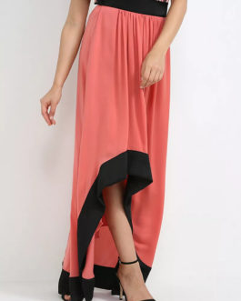 AnnaRita N Asymetric Satin Long Skirt With Lining