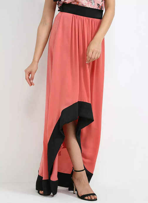 Asymetric Satin Long Skirt