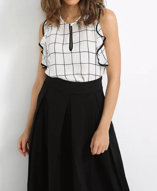 Checked Print Sleeveless Top