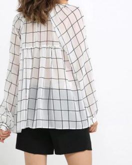 AnnaRita N Checked Print Long Sleeve Blouse