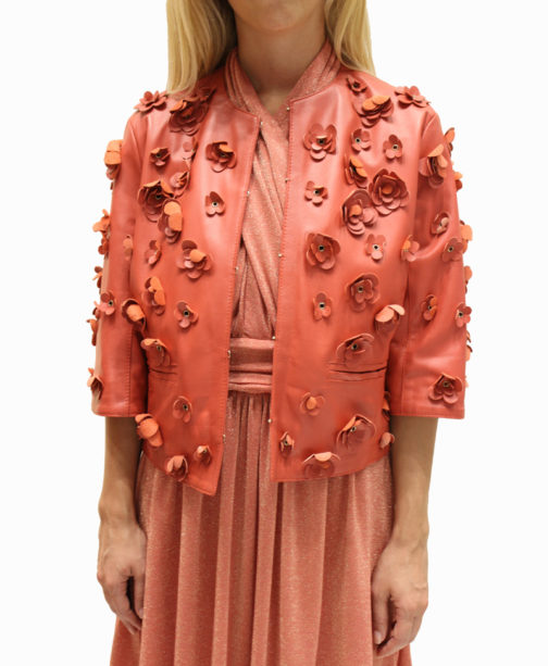 AnnaRita N Floral Short Leather Jacket - Image 5