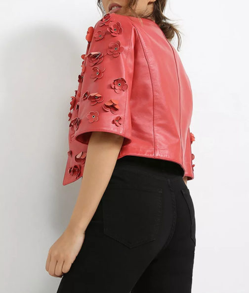 AnnaRita N Floral Short Leather Jacket - Image 2