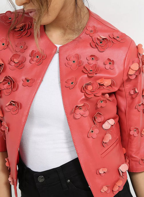 AnnaRita N Floral Short Leather Jacket - Image 4