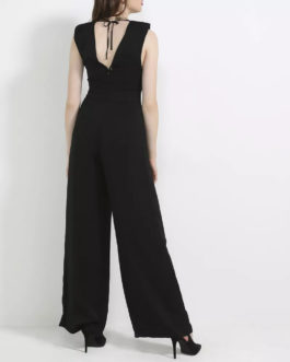 AnnaRita N Wide Legged Satin Jumpsuit With V Neck