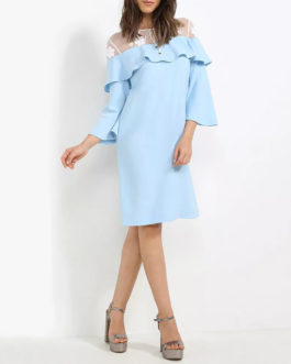 AnnaRita N Three Quarter Sleeve Dress With Sheer Top