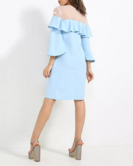 AnnaRita N Three Quarter Sleeve Dress With Sheer Top