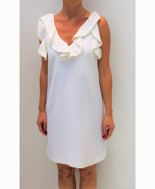 AnnaRita N Short Ruffled Crepe Dress - Image 6
