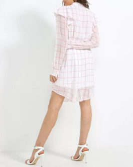 AnnaRita N Long Sleeve Checked Print Dress