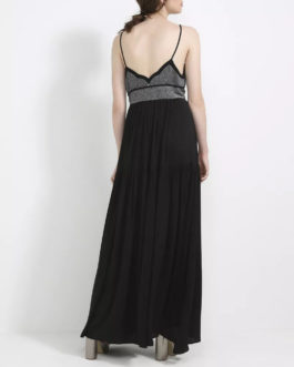 AnnaRita N Long Lurex Satin V Neck Dress