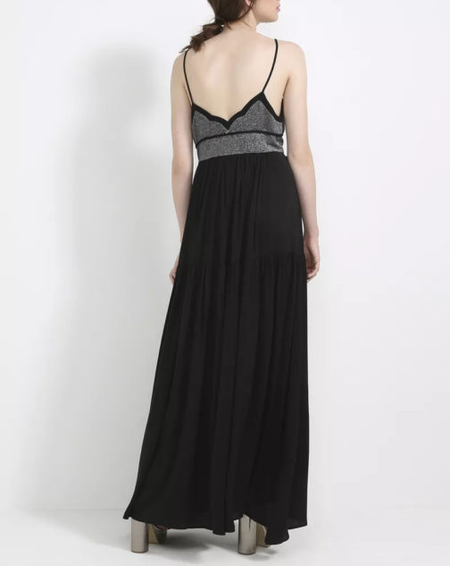 AnnaRita N Long Lurex Satin V Neck Dress - Image 2