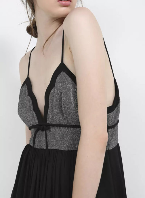AnnaRita N Long Lurex Satin V Neck Dress - Image 3