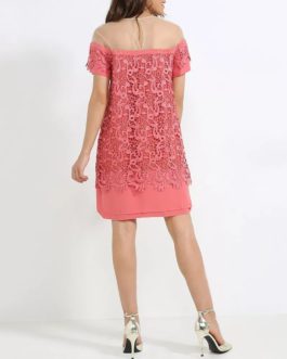Atos Lombardini Sheer Element Mini Crochet Dress