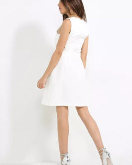 Atos Lombardini Bare Sided Mini Dress White Color