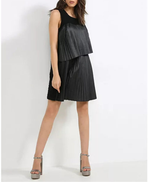 Eco Leather Pleated Dress