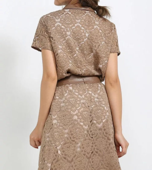 Atos Lombardini Crochet Blouse Eco Leather Collar - Image 6