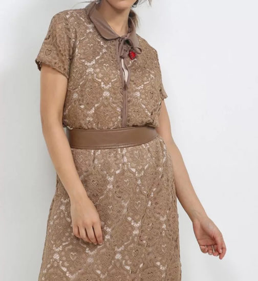 Atos Lombardini Crochet Blouse Eco Leather Collar - Image 7