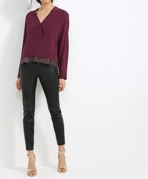 Atos Lombardini Eco Leather Detailed Blouse - Image 3