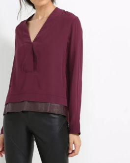 Atos Lombardini Eco Leather Detailed Blouse