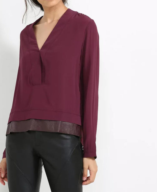 Eco Leather Detailed Blouse