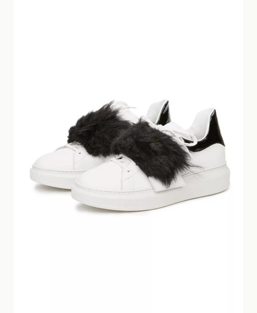 Atos Lombardini Leather Sneakers With Removable Eco Leather Fur - Image 4