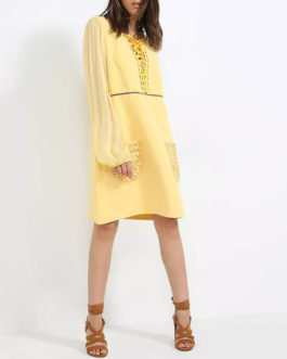 Atos Lombardini Long Sleeved Dress Yellow