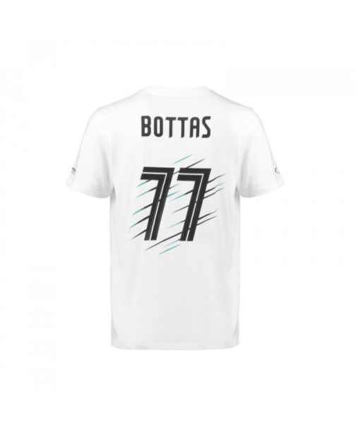Men's Valtteri Bottas 77 T-Shirt White 2018 Mercedes-AMG Petronas Motorsport - Image 2
