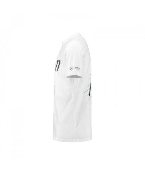 Men's Valtteri Bottas 77 T-Shirt White 2018 Mercedes-AMG Petronas Motorsport - Image 3