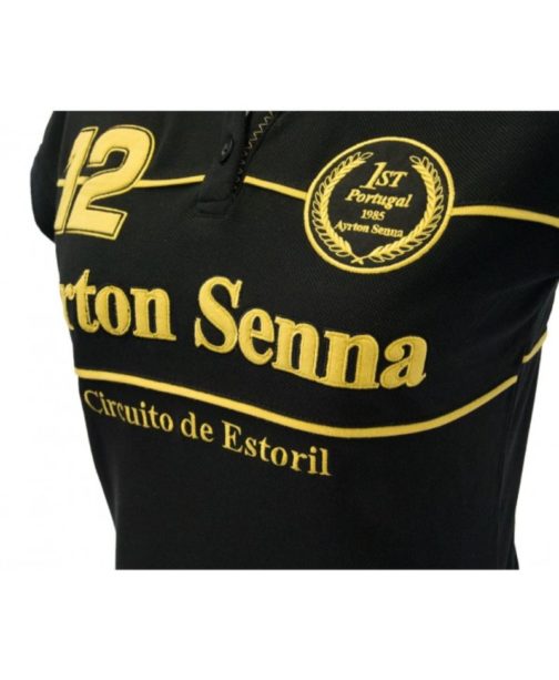 Ayrton Senna Ladies Polo-Shirt 1st Victory 1985 - Image 3