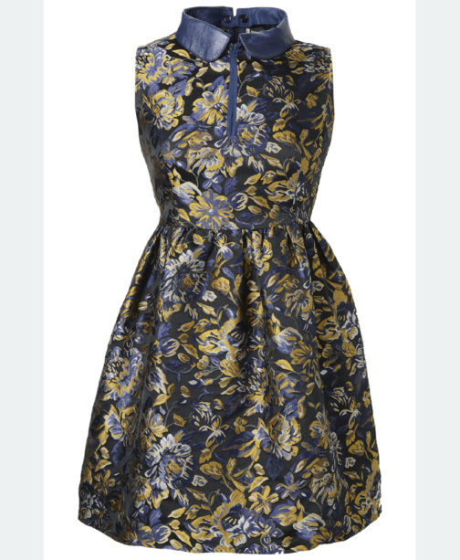Atos Lombardini Multicolor Mini Dress With Eco Leather Collar - Image 4