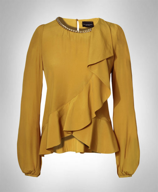 Atos Lombardini Long Sleeve Ruffled Blouse Chain Detail - Image 5