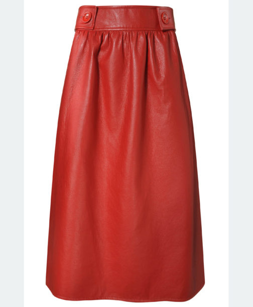 Atos Lombardini High Waist Eco Leather Midi Skirt - Image 9
