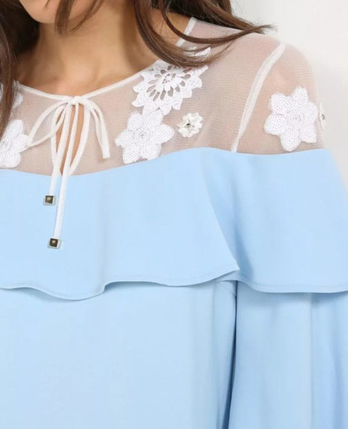 AnnaRita N Three Quarter Sleeve Dress With Sheer Top - Image 3