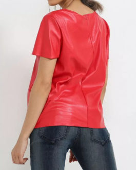 Atos Lombardini Short Sleeve Eco Leather Top