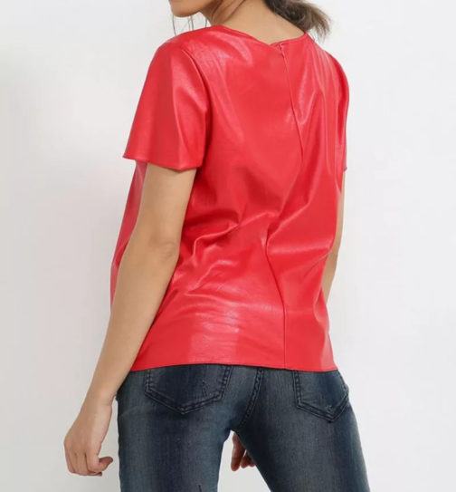 Atos Lombardini Short Sleeve Eco Leather Top - Image 2