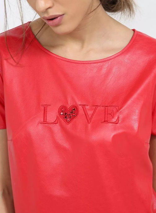 Atos Lombardini Short Sleeve Eco Leather Top - Image 4