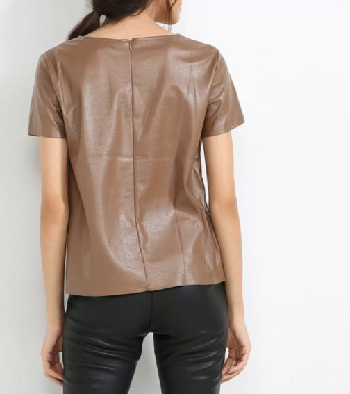 Atos Lombardini Short Sleeve Eco Leather Top - Image 5