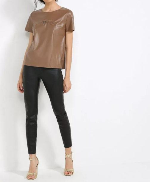 Atos Lombardini Short Sleeve Eco Leather Top - Image 6