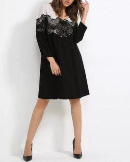 Atos Lombardini Loose Fit Crochet Mini Dress