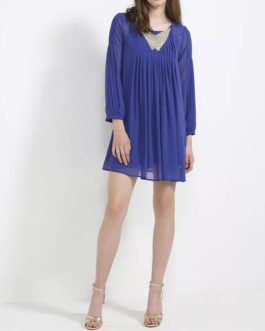 Atos Lombardini Gold Detailed Neckline Dress