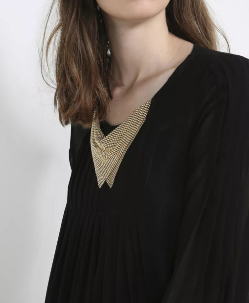 Atos Lombardini Gold Detailed Neckline Dress - Image 5