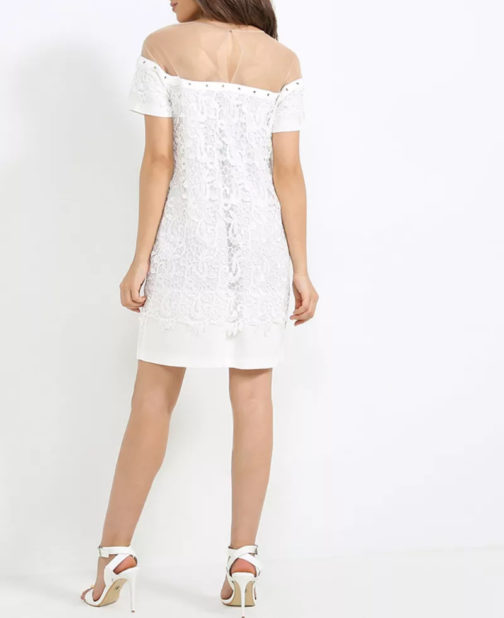 Atos Lombardini Sheer Element Mini Crochet Dress - Image 4