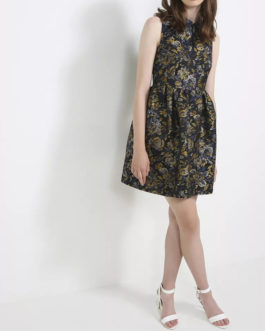 Atos Lombardini Multicolor Mini Dress With Eco Leather Collar