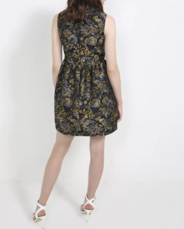 Atos Lombardini Multicolor Mini Dress With Eco Leather Collar
