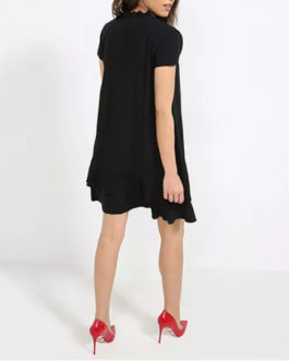Atos Lombardini Heart Brooch Mini Dress With Ruffles